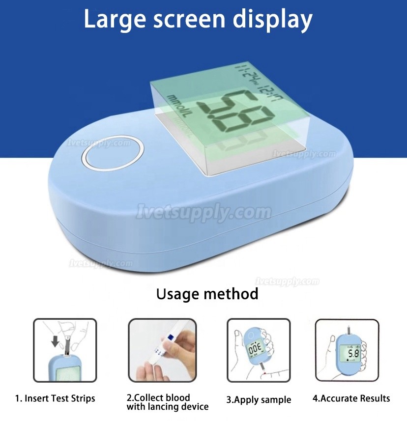 Vet Veterinary OLED Digital Sugar Level Test Device Pets Blood Glucose Diabetes Meter